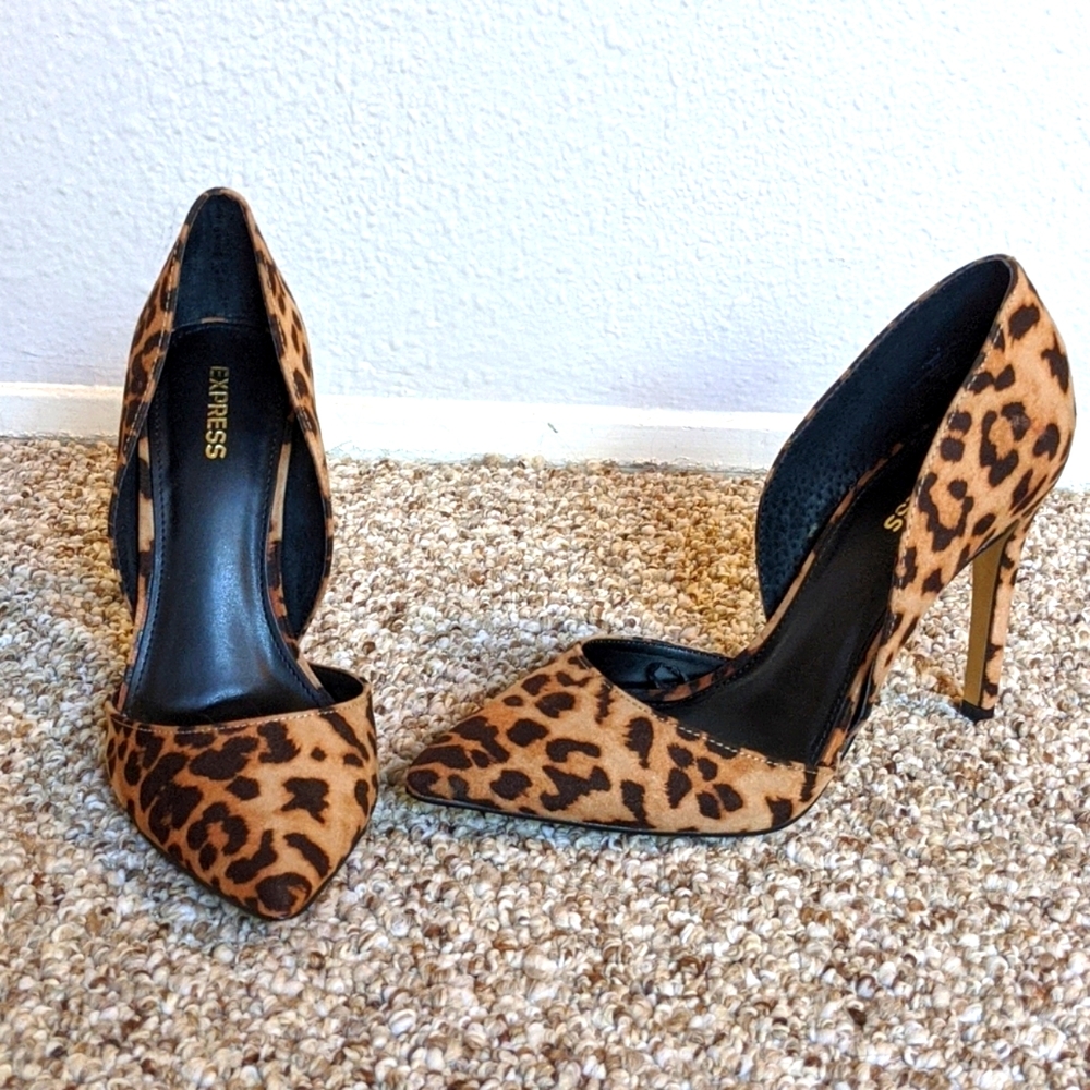 Express cut out cheetah print heels